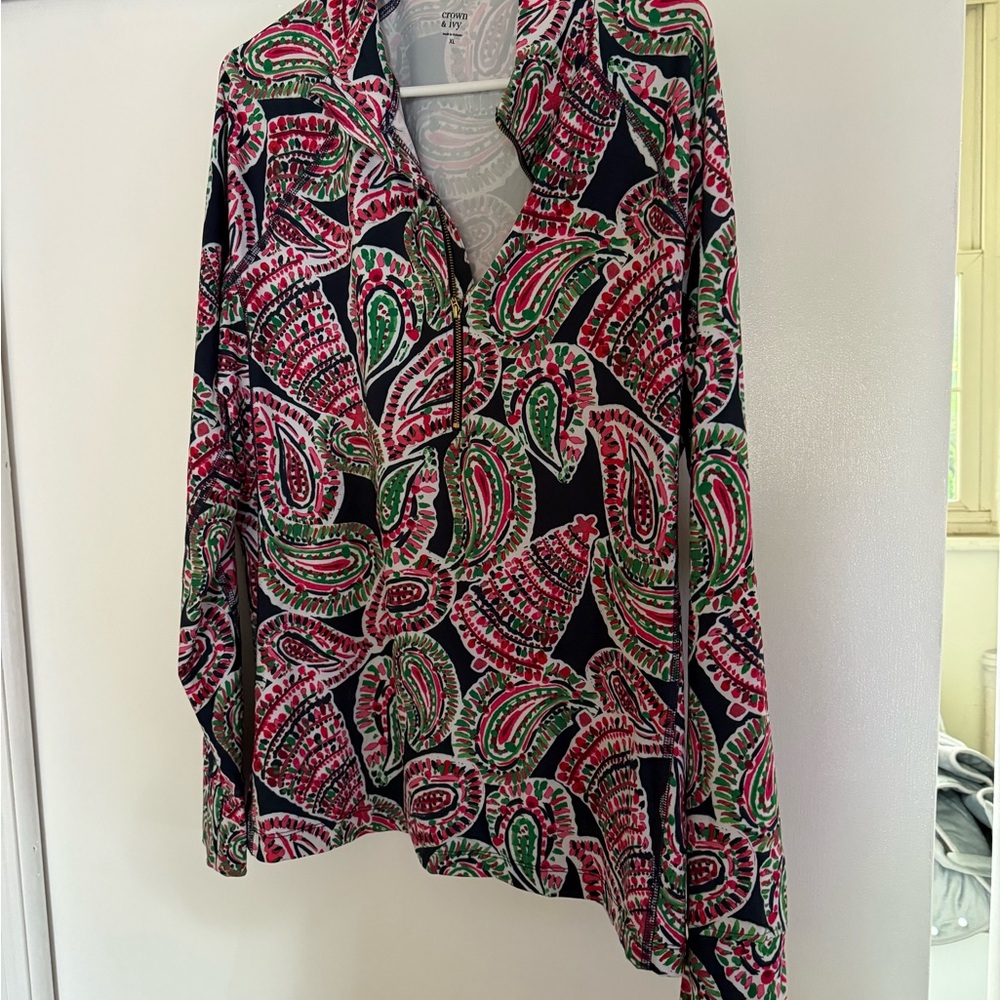 Paisley Print Women's Athletic Pullover Top